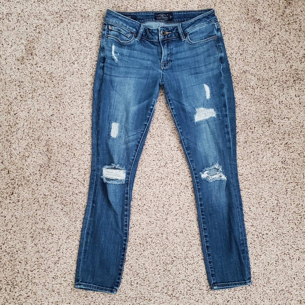 Lucky Brand Lolita Skinny Stretch Distressed Blue Jeans